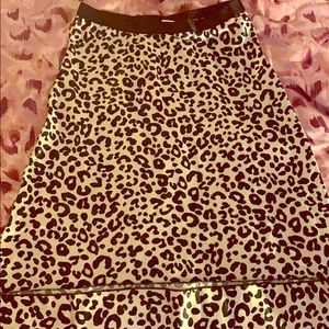 PINK Satin Leopard Midi Skirt